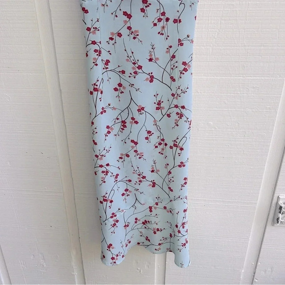 Vintage Express Cherry Blossom Slip Dress – Baby Blue Crossback Cottagecore Sz M - Picture 5 of 8